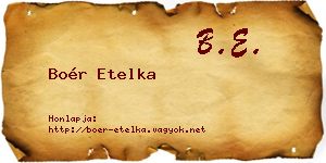 Boér Etelka névjegykártya